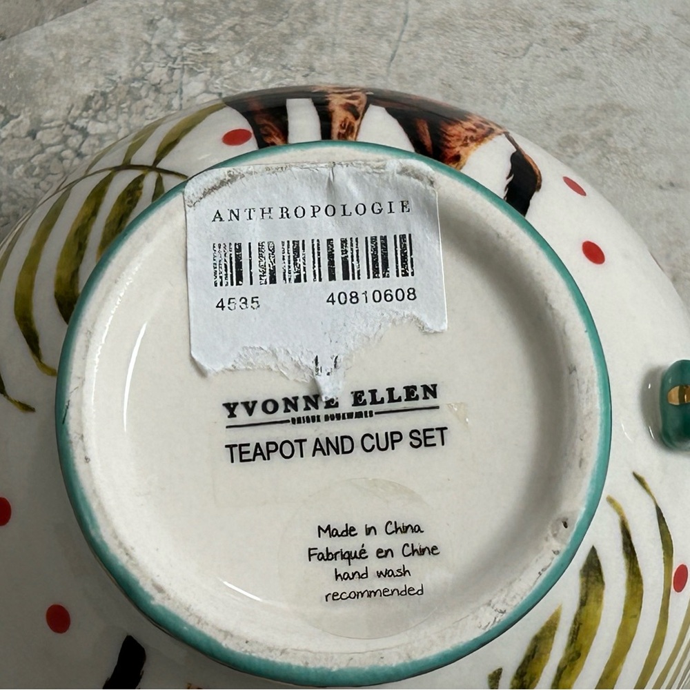 NWT Anthropologie Yvonne Ellen Giraffe Tea For One Set Teapot And Cup - Picture 10 of 10